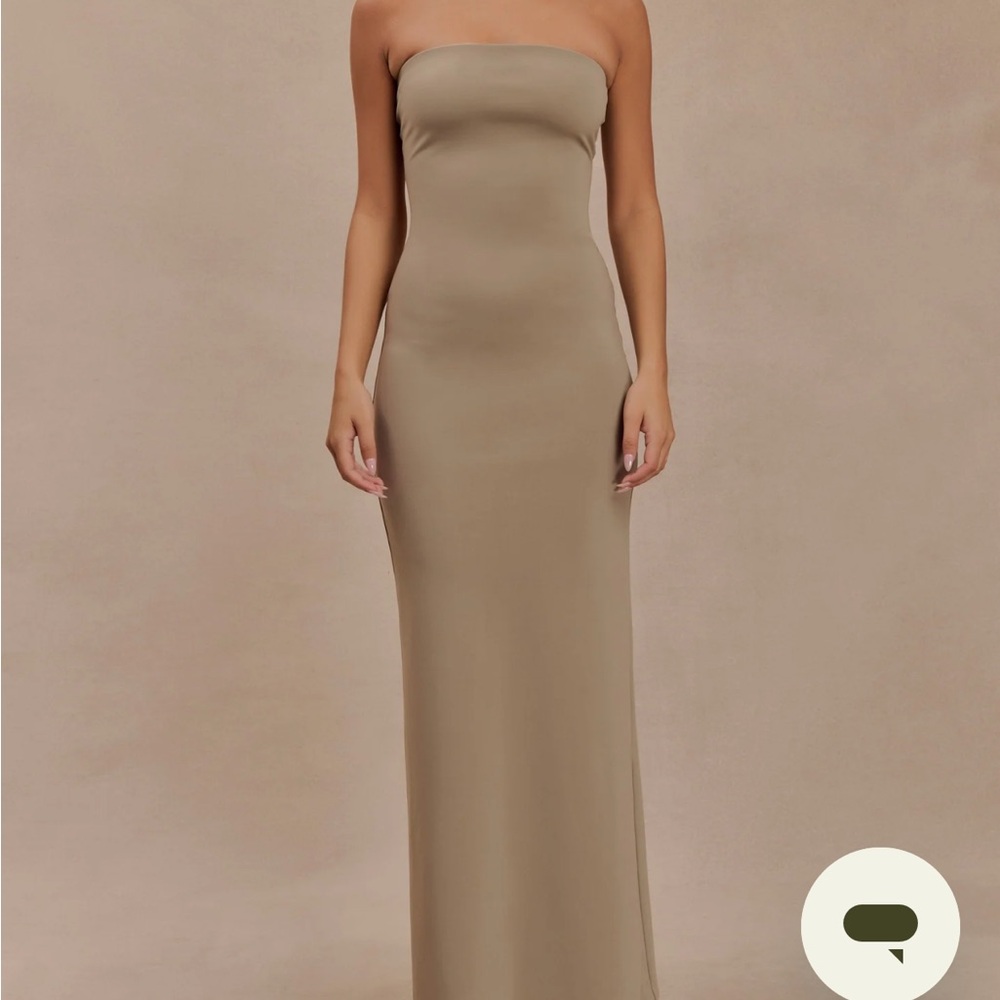 Meshki Strapless Taupe Dress